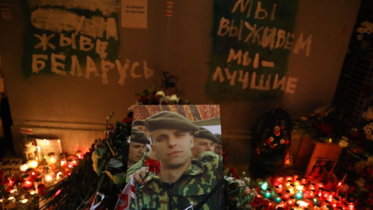 Меморіал на місці вбивства протестувальника в Мінську