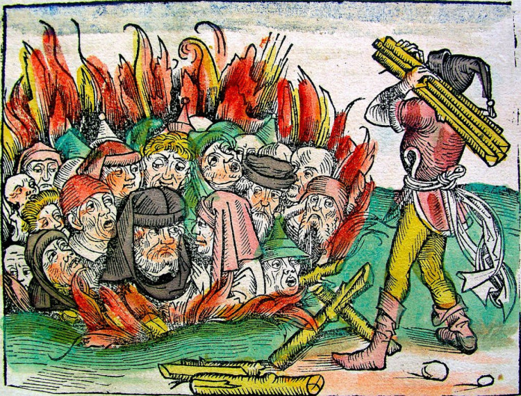 Миниатюра сожжения евреев