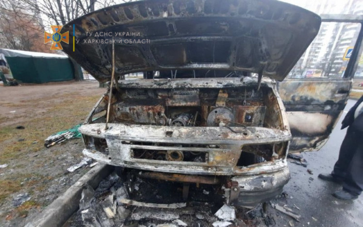 В Харькове потушили пожар в автобусе