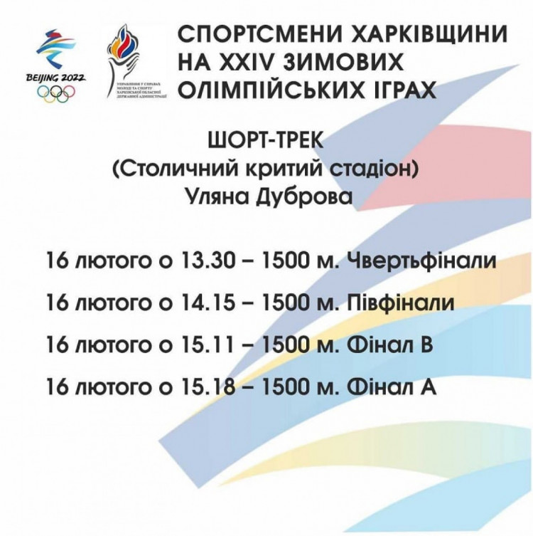 Розклад харківських спортсменів на Олімпіаді 2022